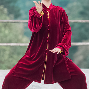 品牌清仓金丝绒太极服女装秋冬季加厚太极拳练功服男2021新款冬款