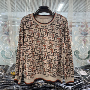 欧迪尚雅2023秋季新款洋气圆领长袖百搭烫钻打底衫女装遮肉显瘦