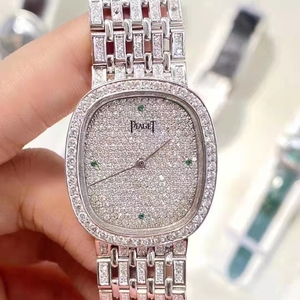 二手 伯爵piaget 18k白金满天星镶钻女士手动机械腕表
