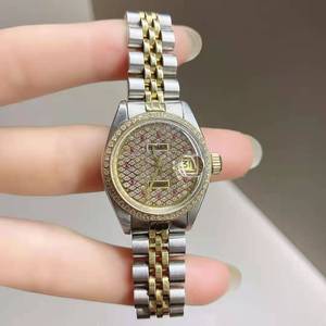 二手 劳力士rolex 间18k金镶钻满天星自动机械女表 表盘26  69173