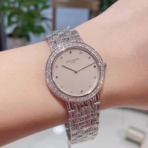 二手百达翡丽古典表 18k白金镶真钻瑞士时尚潮流防水自动机械女表