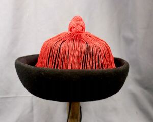 清朝满族帽子/常服冠/缉珠结顶/手捻回龙须缨