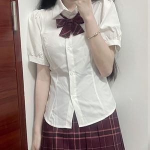 辣妹jk制服裙夏正版套装沙华格裙泡泡袖绑带收腰衬衫女日系学姐