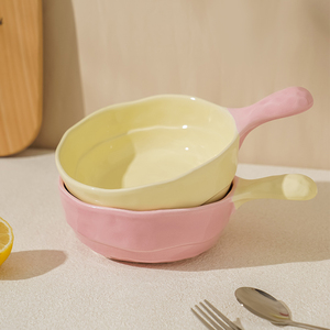 陶瓷带把手的碗水果碗高级感家用手柄碗空气炸锅煎蛋碗精致沙拉碗