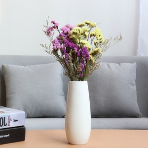 简约现代白色花瓶陶瓷客厅摆件插花装饰小清新勿忘我干花花束组合
