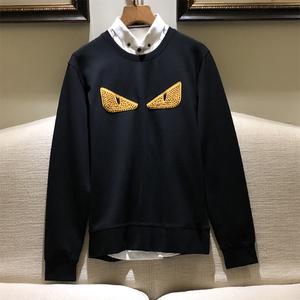 意大利米兰时装周小怪兽男士卫衣钉珠刺绣休闲长袖瓦萨琪百搭衣服