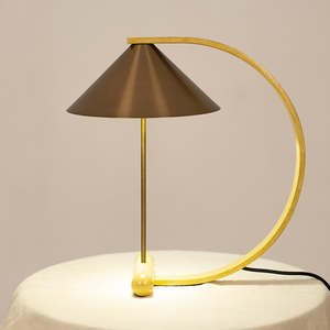 北欧现代简约木艺金色造型台灯卧室床头书房酒店设计师非标定制