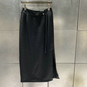 Y.FX欧洲站2024春款复古款半裙高腰盘扣设计女A版黑色短裙潮61078