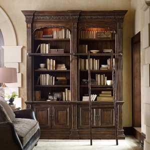 欧式奢华实木家具美式乡村复古做旧书柜法式展示储物柜陈列柜书橱
