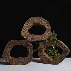 风化木空心枯木禅意木头根雕中式家居软装饰品摆件佛像底座创意