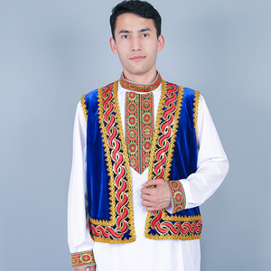 新疆舞蹈服装男马甲广场舞恰盼维吾尔族男士休闲大码宽松舞台表演