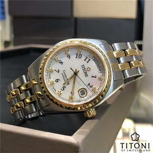 瑞士梅花titoni全自动机械手表正品宇宙系列787男士腕表 镶钻防水