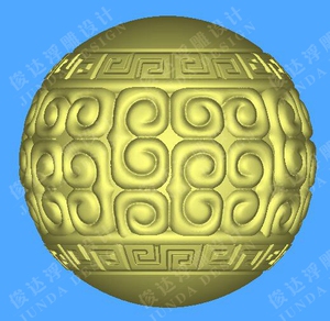 stl圆珠经典回纹圆珠stl文件圆雕图3d打印模型 雕刻仿古圆珠