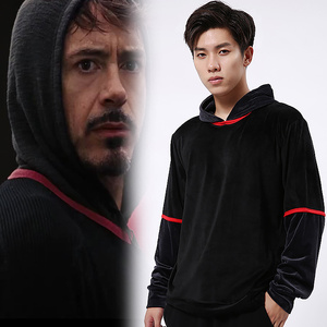 钢铁侠2同款电影复联4周边托尼战衣唐尼衣服外套拼接套头连帽卫衣