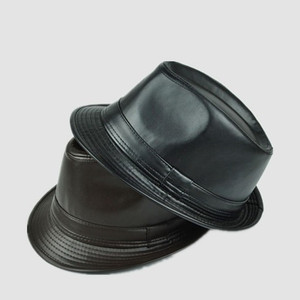 黑色皮帽男春秋冬季礼帽牛仔帽韩版潮遮阳帽中老年人绅士爵士帽子