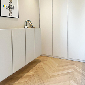 进口橡木人字拼纯三层实木地板家用原木本色法式北欧风轻奢地热暖