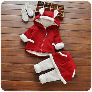 宝宝冬装套装女0-1岁婴儿衣服韩版秋冬加厚加绒加厚棉衣两件套袄
