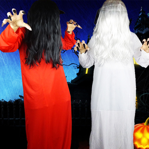 贞子衣服万圣节鬼服剧本杀npc女鬼红衣恐怖扮鬼玩具吓人假发道具