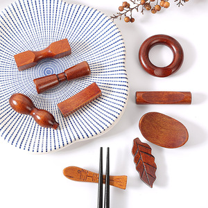 创意日式和风 原木筷子架 筷子托 树叶小鱼形状筷托筷枕 凹形筷架