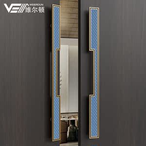 新中式玻璃大门长拉手酒店宴会议室双开实木门古铜把手对开门定制