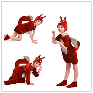 新款幼儿卡通造型舞台剧小松鼠演出服装儿童动物表演服小松鼠可爱