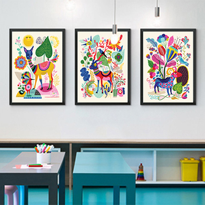 儿童画幼儿园装饰画走廊挂画 卧室床头家庭壁画 客厅沙发背景墙画