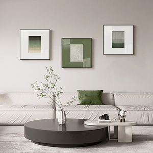 北欧抽象客厅装饰画沙发背景墙墨绿色系简约现代艺术挂画样板间壁