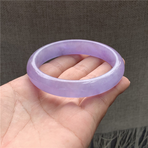 0204新品缅甸翡翠紫罗兰玉石镯子冰糯种粉茄满紫色蓝紫色女手环61