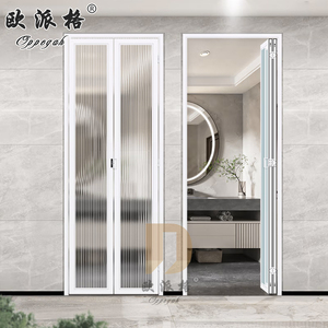 上海窄边折叠门定制铝镁合金无下轨窄边折叠门玻璃门卫生间厨房门