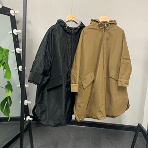 2020秋冬新菲玛掂201257宽松棉服七分袖连帽女大码风衣中长款风衣