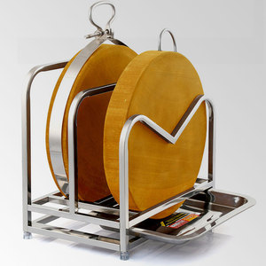 304不锈钢菜板锅盖置物架厨房加宽占板架双格砧板收纳架带接水盘