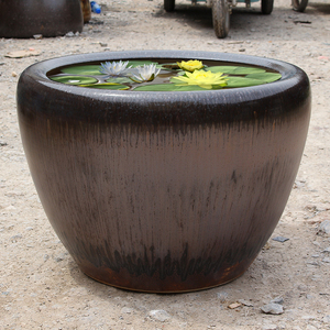 缸室外陶瓷鱼缸水缸老式特大号假山缸圆形客厅养鱼缸招财风水鱼缸