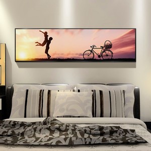 温馨浪漫卧室床头装饰画主卧背景墙挂画现代简约情侣房间壁画横幅