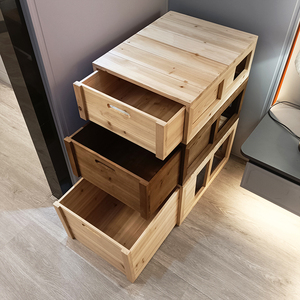 实木抽屉式木箱收纳箱大号储物柜组合整理定制置物箱卧室桌下柜子