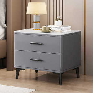 简约现代极简创意收纳柜全实木岩板烤漆床头柜设计师卧室免安装