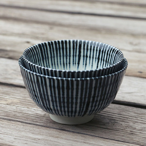尚陶屋日本进口美浓烧釉下彩日式和风陶瓷千段十草大小米饭碗汤碗