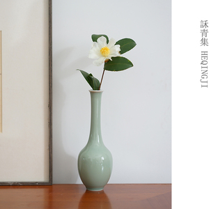 景德镇陶瓷小花瓶 装饰品摆件 手工 单色花瓶 花插花器景德镇华韵