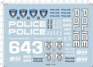 变形金刚 1:18 patrol car 路障警车(通用标志).专用水贴【1958】