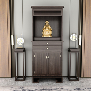 新中式实木立柜带门佛龛家用财神柜简约佛像供奉佛柜神台禅意定制