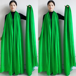 绿色丝巾围巾女秋冬季纯色跳舞旅行长款纱巾春夏防晒沙滩披肩3米