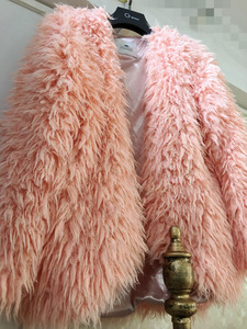 国度视觉毛毛衣韩国代购进口粉色毛毛外套中长款宽松软糯开衫粉色