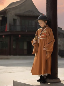 中国风儿童汉服男童少爷服冬季加厚道袍大袖衫外套古装表演服唐装