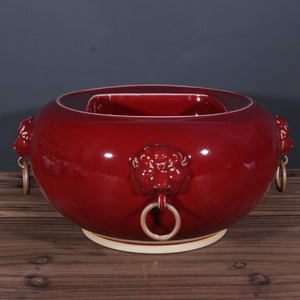 钧瓷中式复古 摆件花瓶神垕钧窑依山堂出品鸡血红财运亨通 聚宝盆