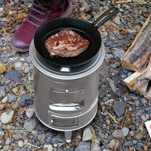 tab日本户外便携式炉具野炊露营烧烤炉木柴烤火桶状柴火炉野餐具
