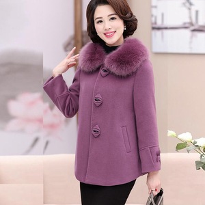 冬季40岁50中老年毛呢外套女小个子短款中年妇女妮子上衣 艳艳小家