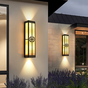 不锈钢户外壁灯防水庭院灯室外新中式仿云石现代外墙别墅大门柱灯