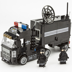 兼容乐高城市警察移动警署指挥中心反恐特警防暴装甲卡车拼装积木
