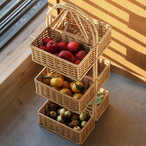 创意挂式水果篮多层墙上收纳置物架居家壁挂干果盒手工艺编零食筐