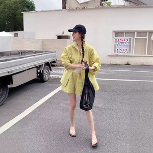 TTOO女装24夏季新款韩系显瘦减龄宽松休闲慵懒小众短裤+衬衫