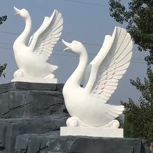 石雕天鹅汉白玉手工雕刻精品天鹅池塘喷水天鹅家居广场林园摆件